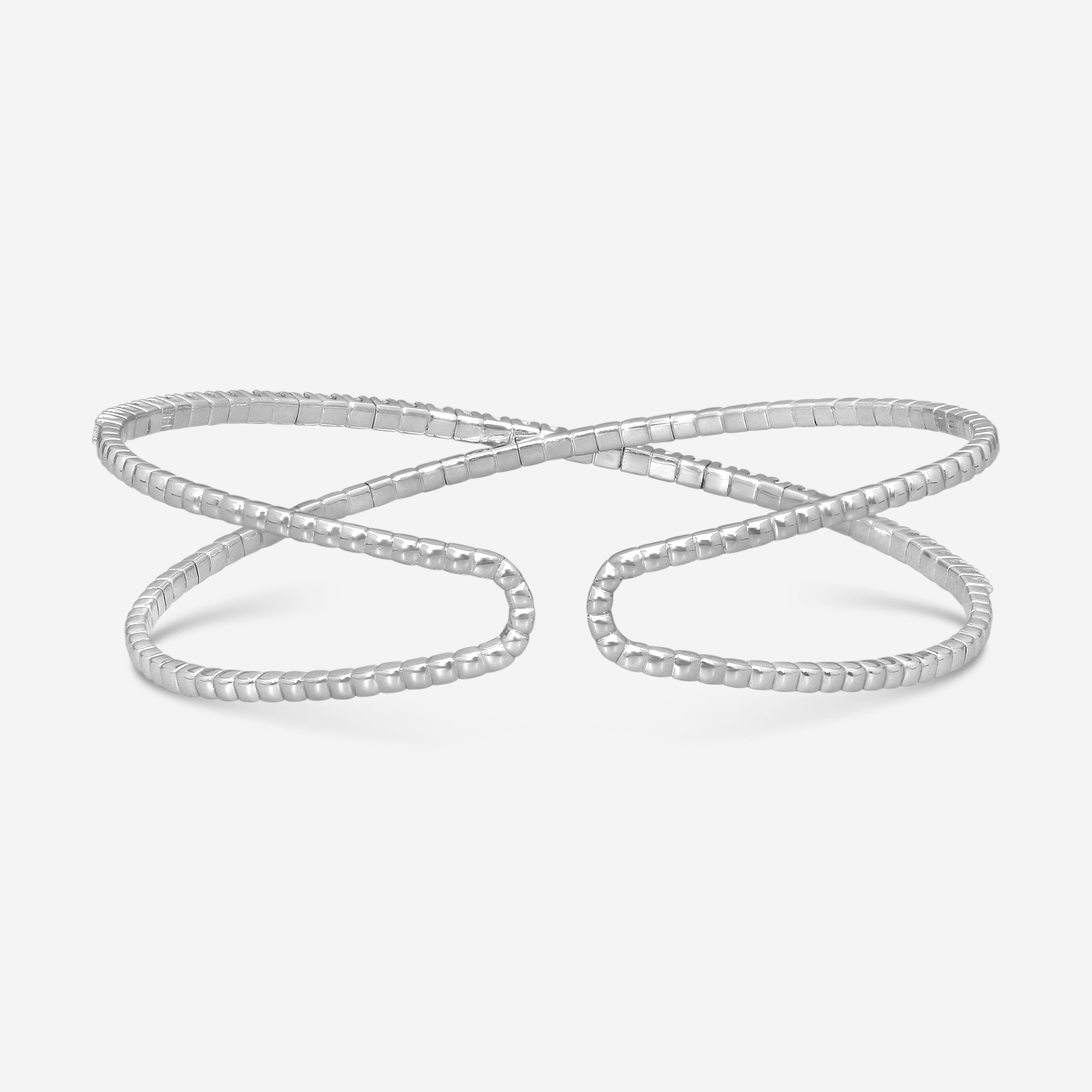 Mémoire 18K White Gold Diamond Open Flex Crisscross Bangle Bracelet FGFX10857458W72000 — view 2