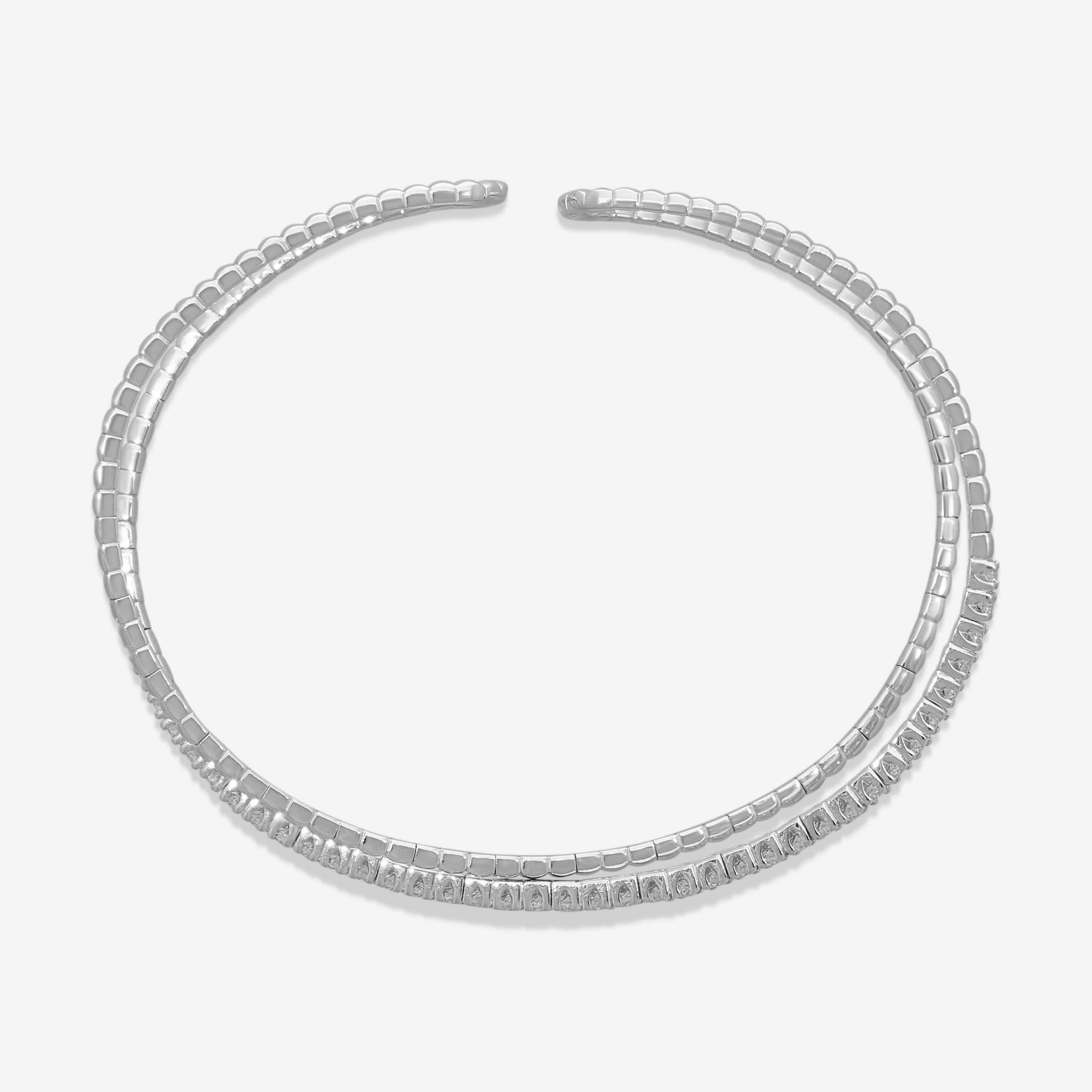 Mémoire 18K White Gold Diamond Open Flex Crisscross Bangle Bracelet FGFX10857458W72000 — view 3
