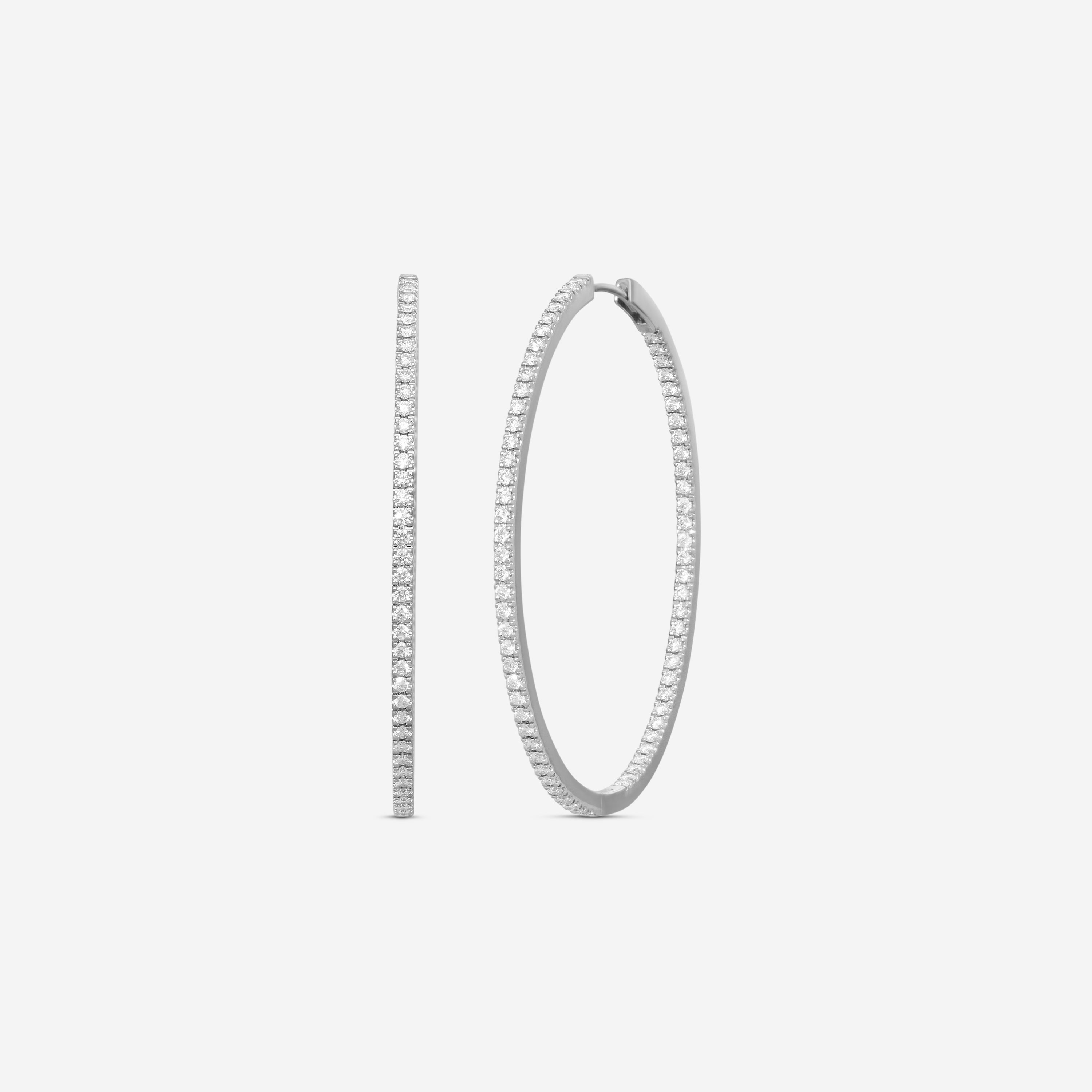 Mémoire 18K White Gold Diamond Oval Hoop Earrings CHHO223 — view 2