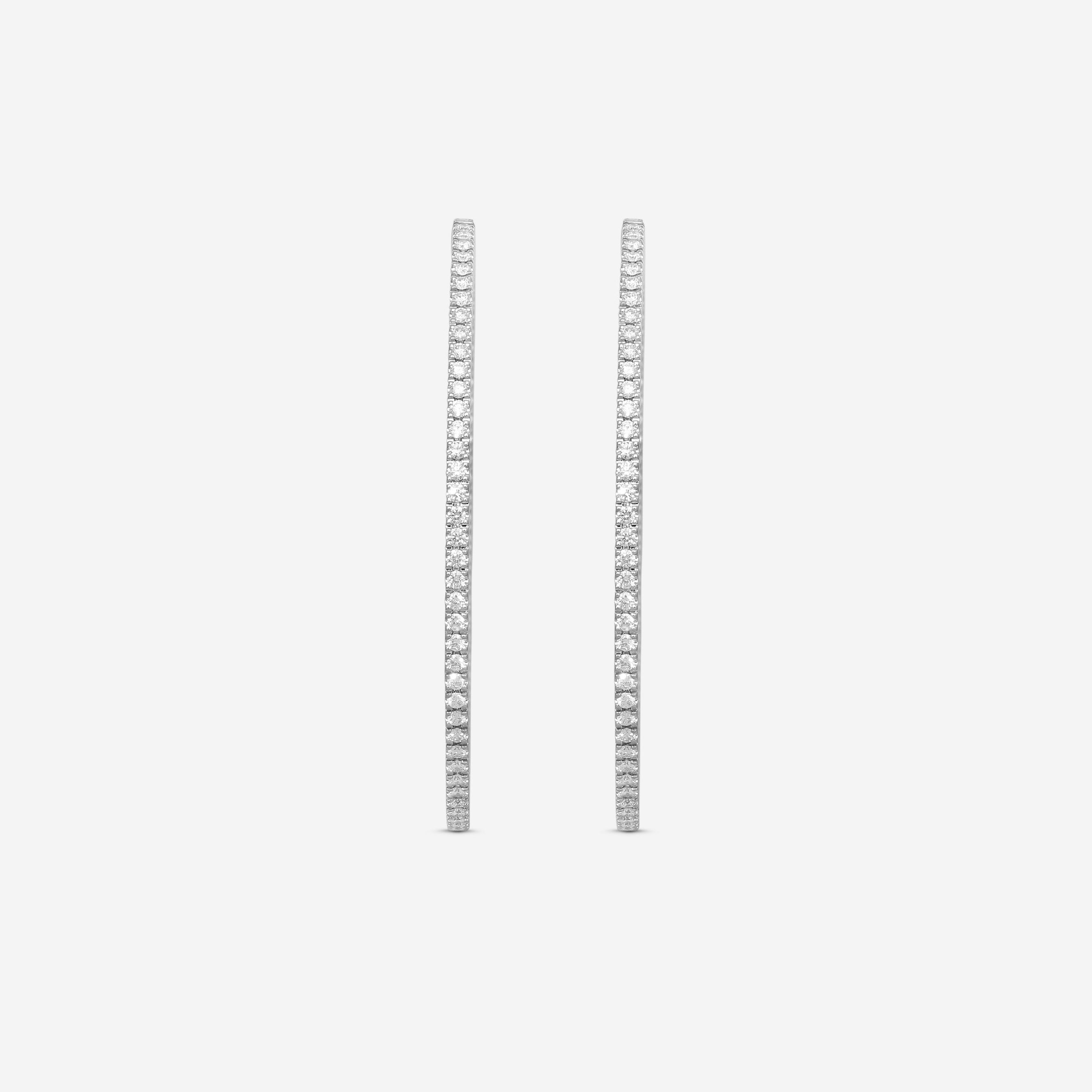 Mémoire 18K White Gold Diamond Oval Hoop Earrings CHHO223 — view 4