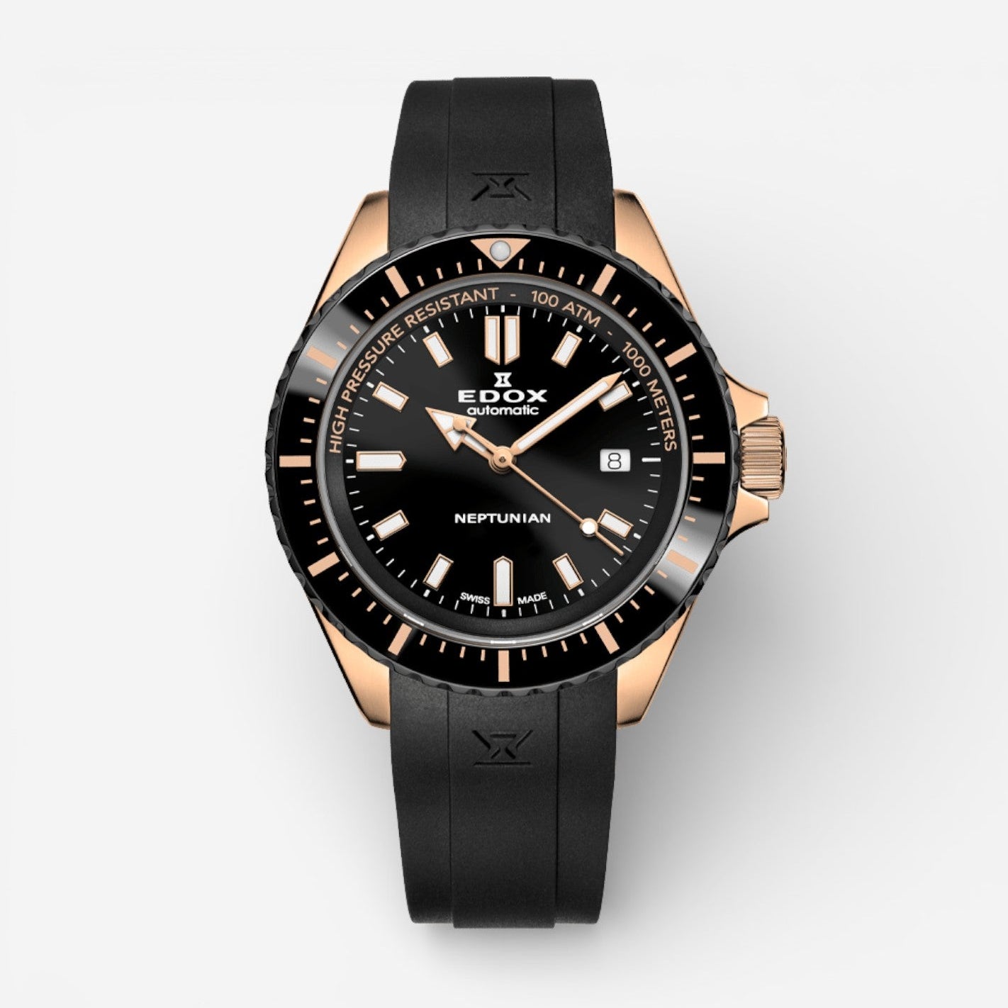 Edox Neptunian Rose Gold PVD Automatic Men's Watch 80120-37RNNCA-NIR