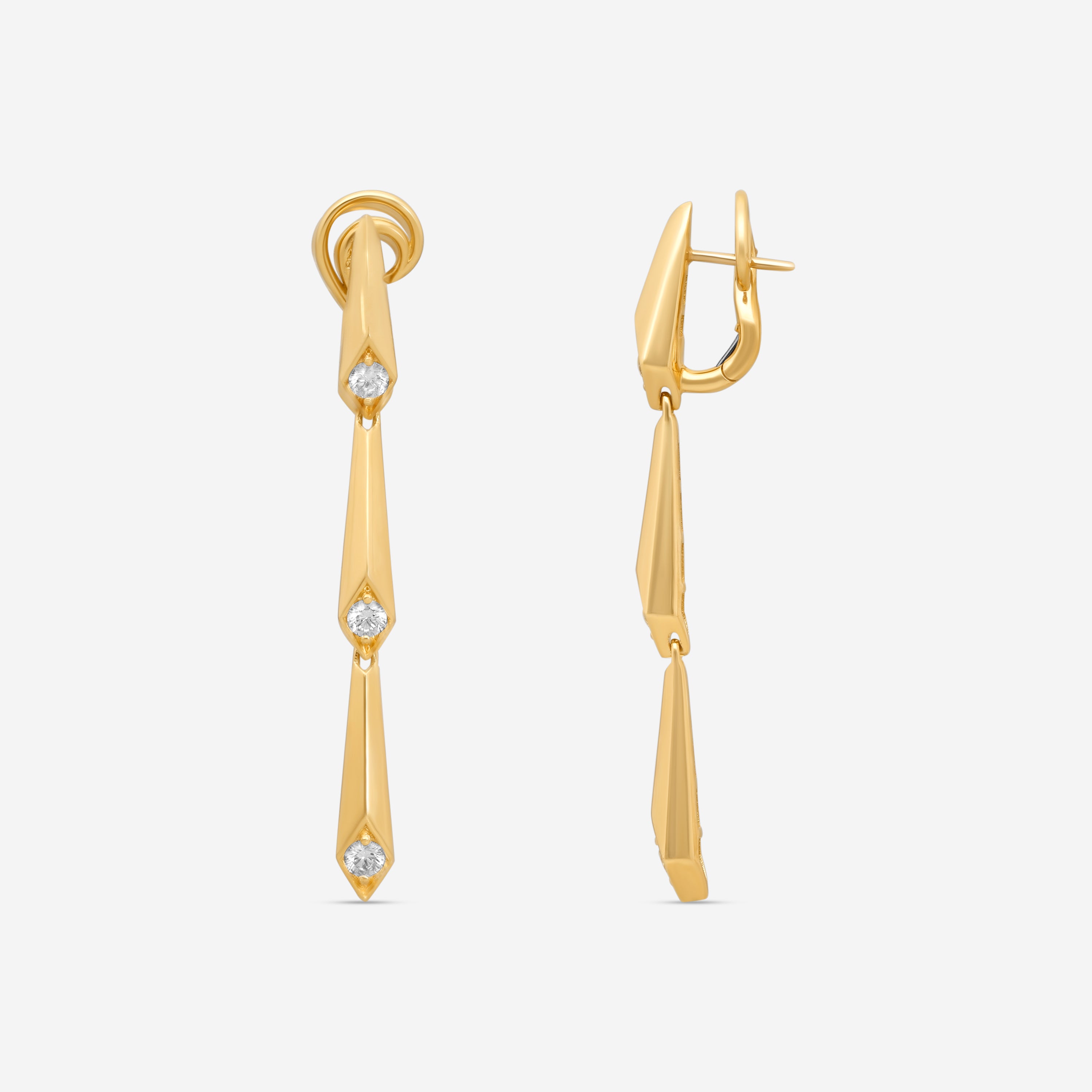 Crivelli 18K Yellow Gold Diamond Dangle Earrings E0324E — view 2