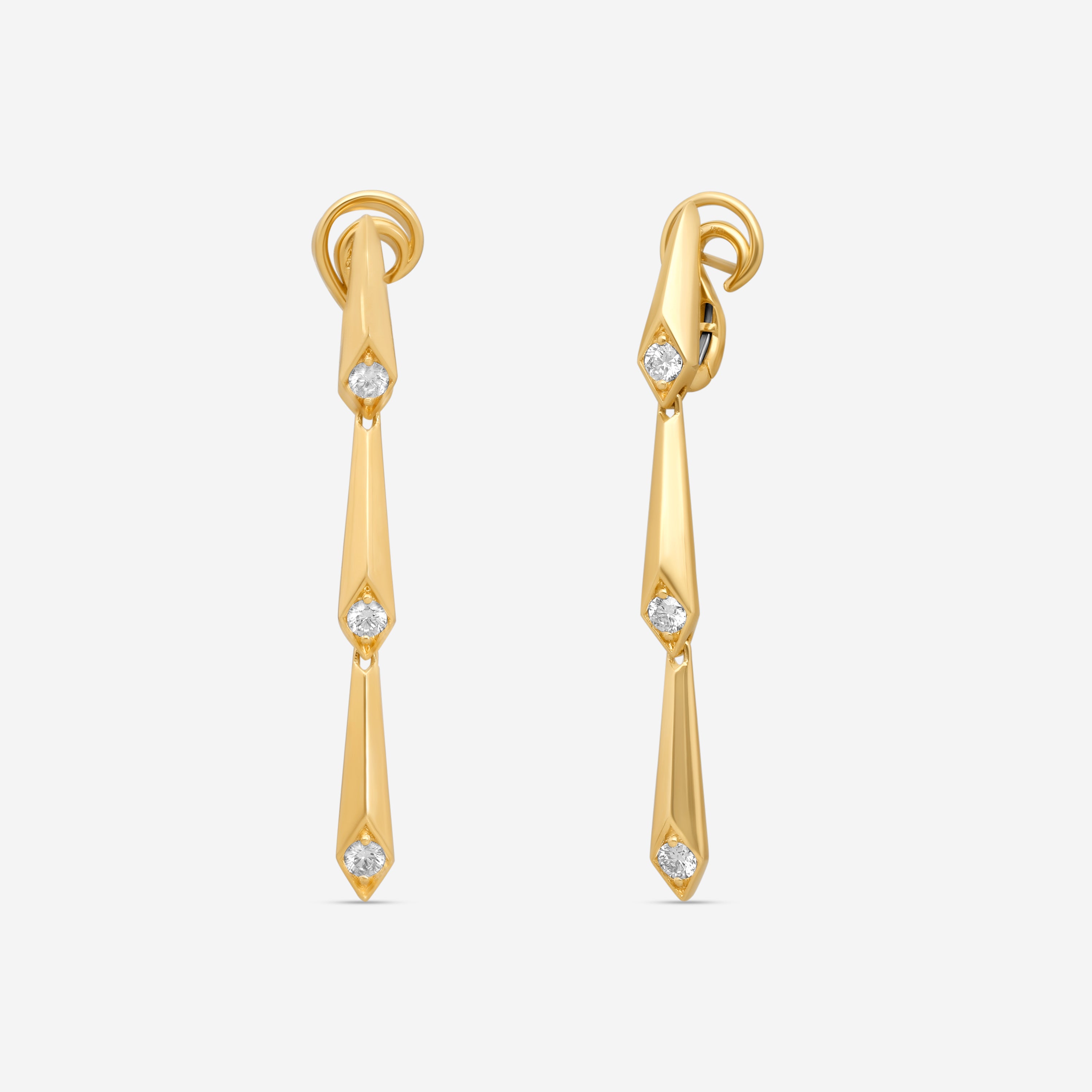 Crivelli 18K Yellow Gold Diamond Dangle Earrings E0324E — view 3