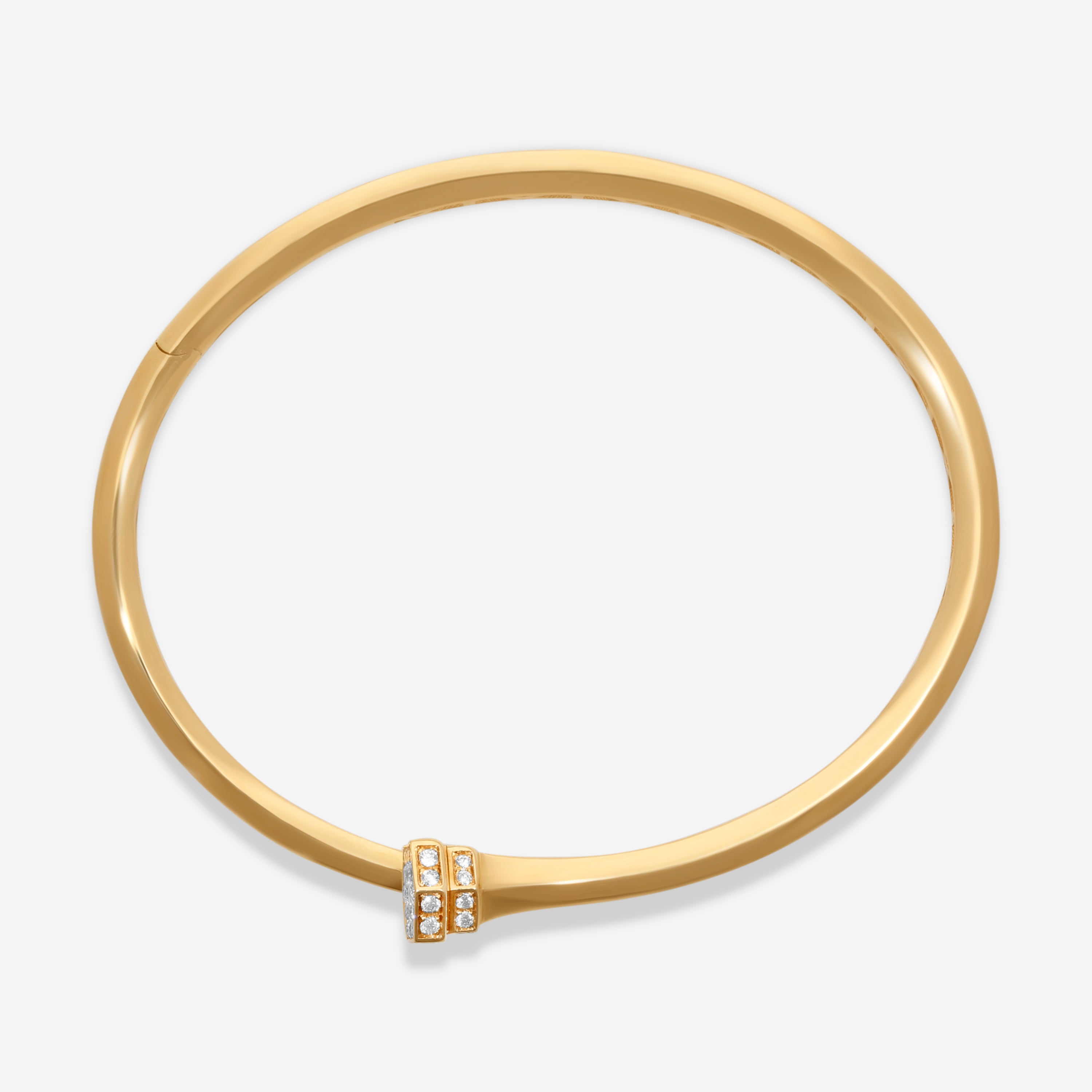 Crivelli Pillar 18K Yellow Gold Diamond Bypass Bangle Bracelet G0119E — view 3
