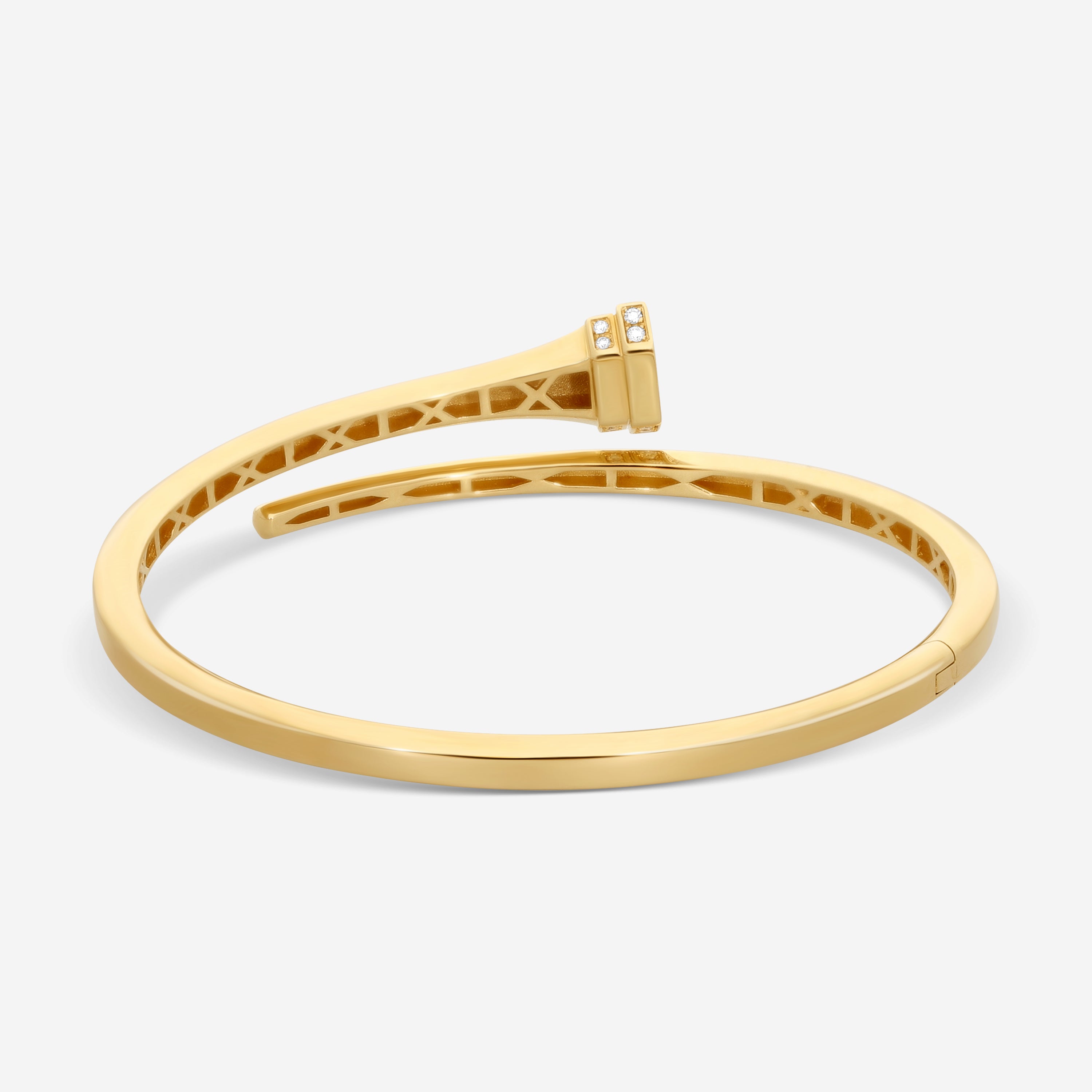 Crivelli Pillar 18K Yellow Gold Diamond Bypass Bangle Bracelet G0119E — view 4