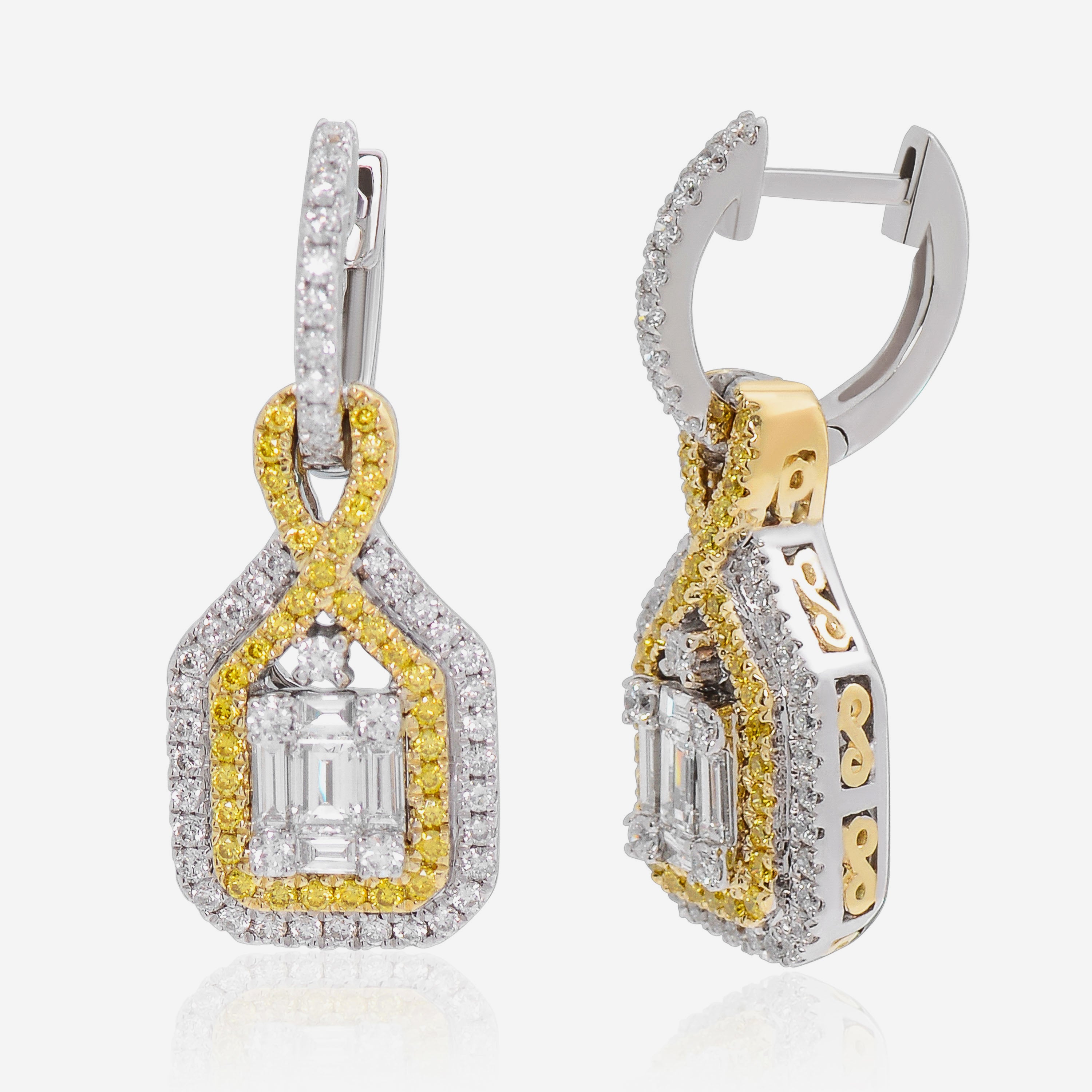 Gregg Ruth 14K Yellow & White Gold Diamond Drop Earrings 47202 — view 3