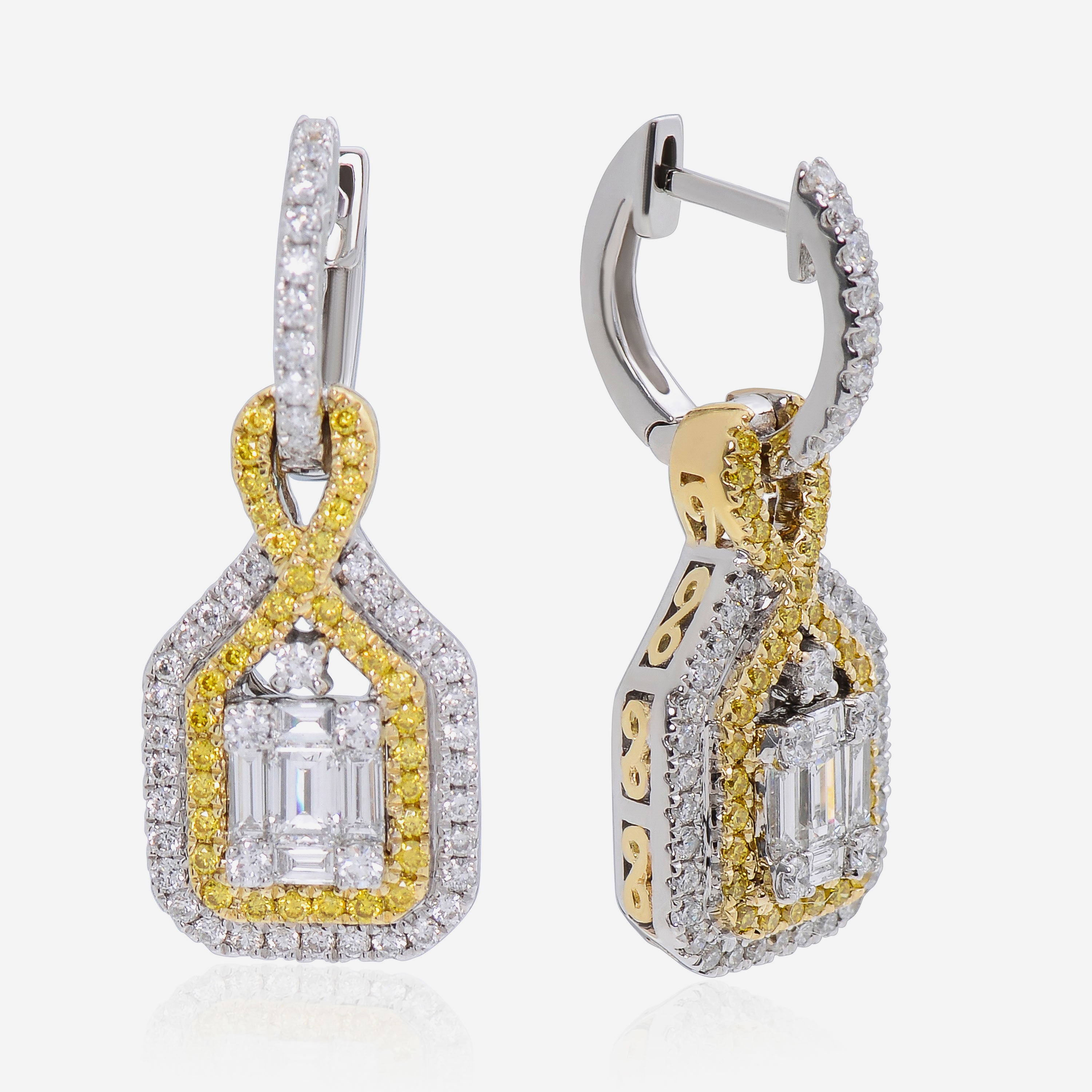 Gregg Ruth 14K Yellow & White Gold Diamond Drop Earrings 47202 — view 4