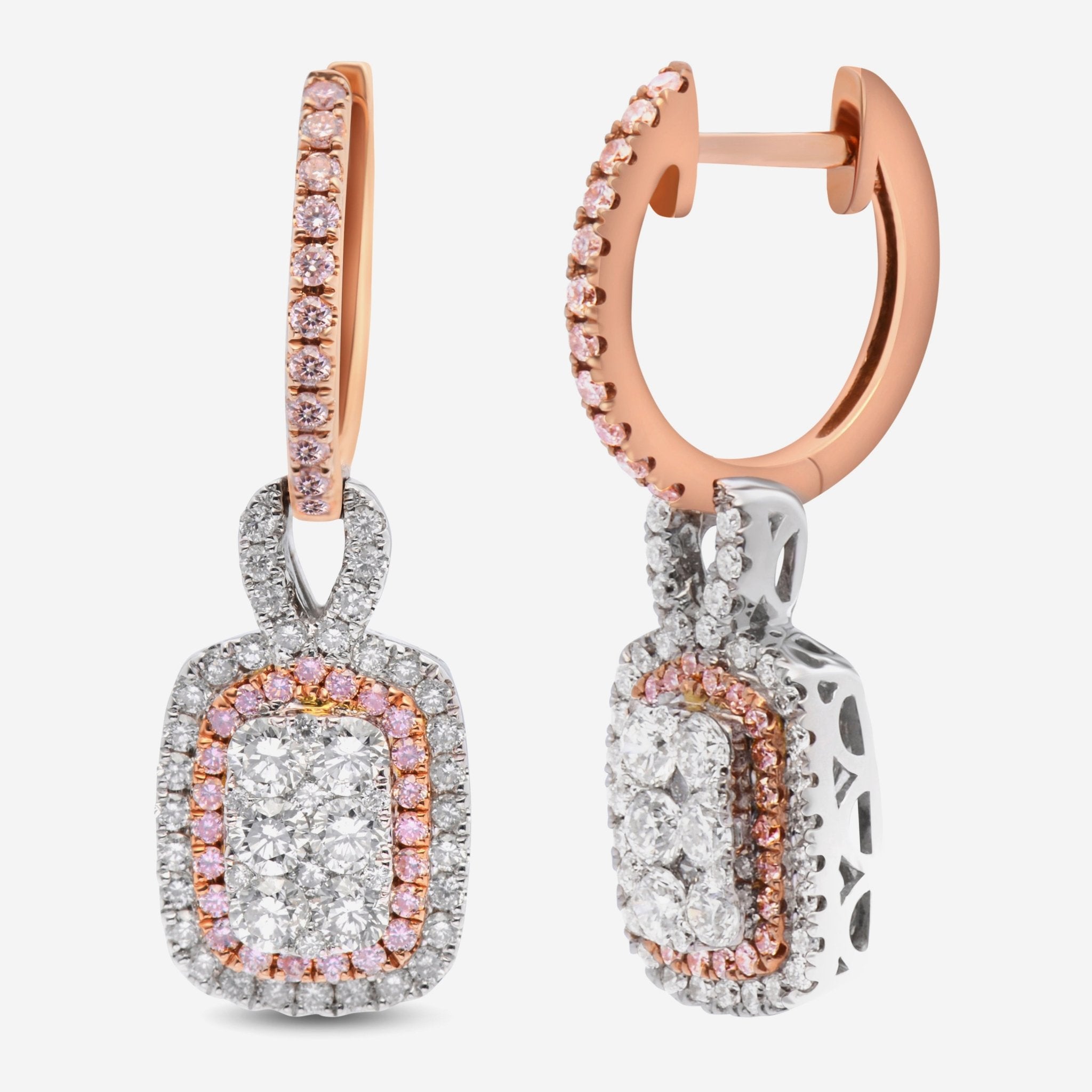 Gregg Ruth 14K White & Rose Gold Diamond Drop Earrings 45192 — view 2
