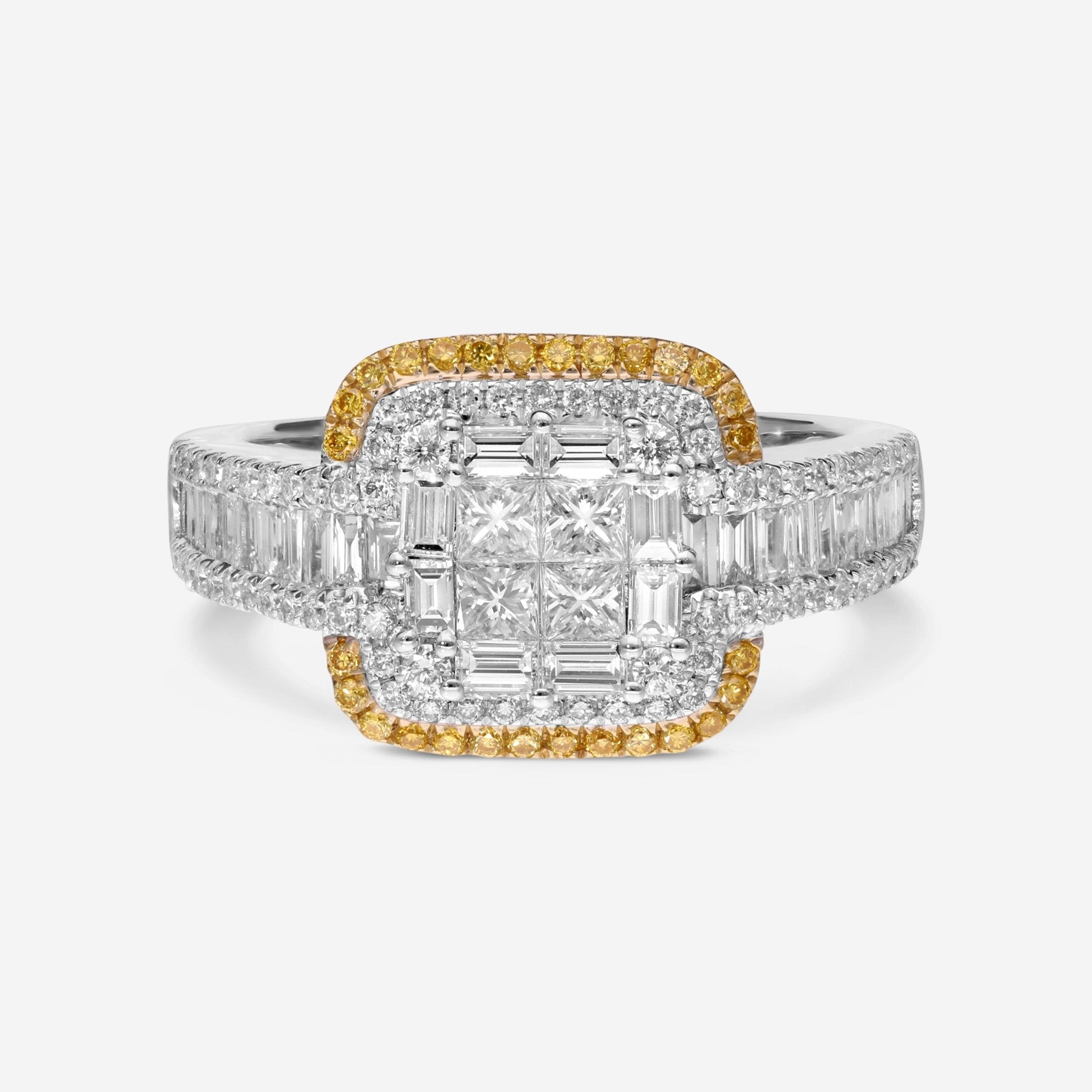 Gregg Ruth 18K White Gold Fancy Diamond 1.45ct. Engagement Ring Sz. 6.5 50098