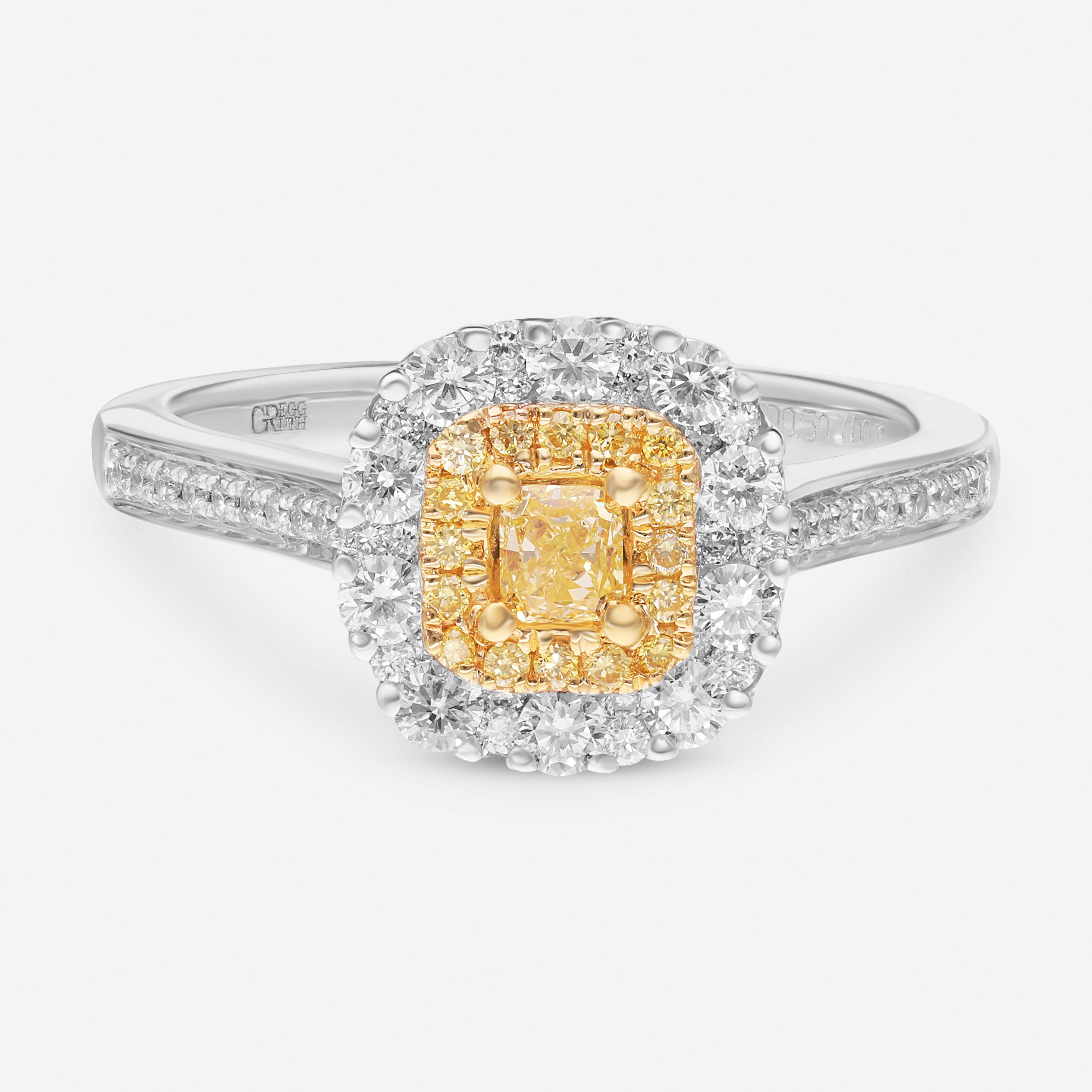 Gregg Ruth 18K White Gold Fancy Diamond Engagement Ring Sz. 6.75 603845