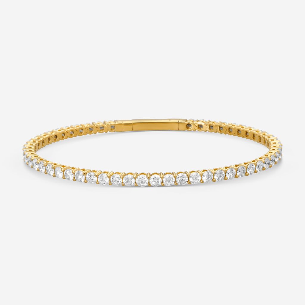 Ina Mar 14K Yellow Gold 5.00 ctw Round Diamond Flex Tennis Bangle Bracelet B1100E-FY-500F