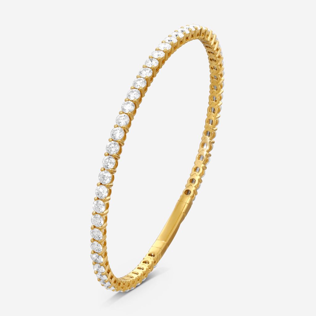 Ina Mar 14K Yellow Gold 5.00 ctw Round Diamond Flex Tennis Bangle Bracelet B1100E-FY-500F — view 2