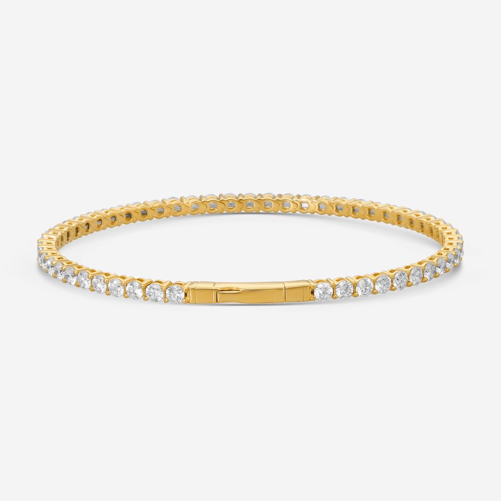 Ina Mar 14K Yellow Gold 5.00 ctw Round Diamond Flex Tennis Bangle Bracelet B1100E-FY-500F — view 3