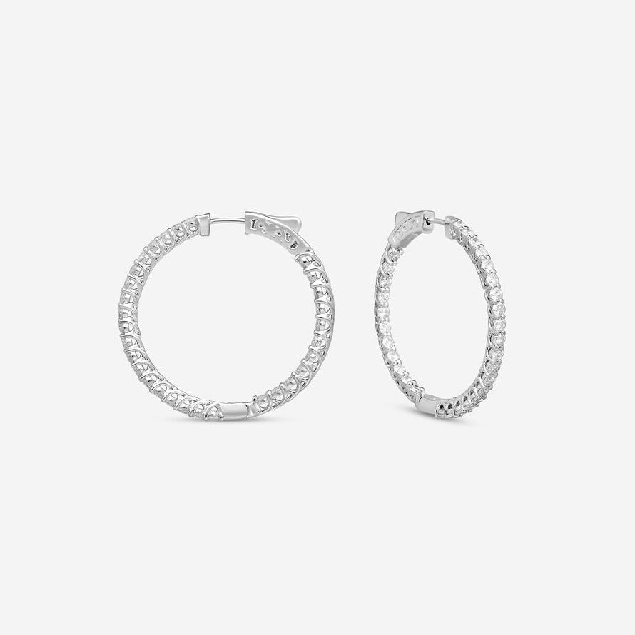 Ina Mar 14K White Gold 3.00 ctw Round Diamond Hoop Earrings E1139C-FW-300F