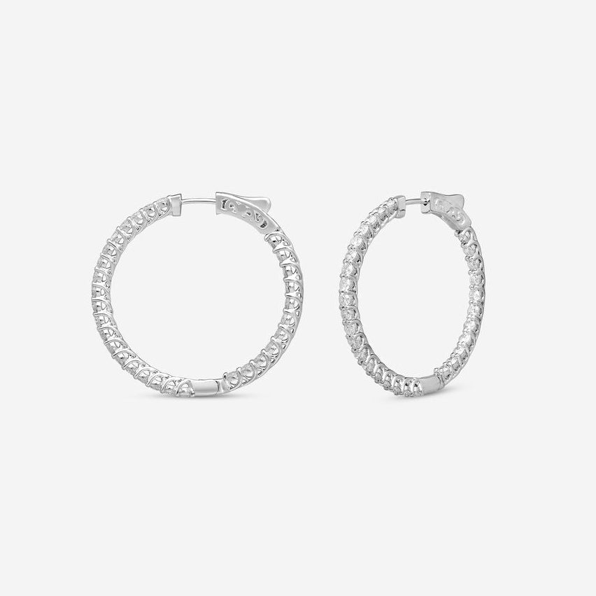 Ina Mar 14K White Gold 3.00 ctw Round Diamond Hoop Earrings E1139C-FW-300F — view 2