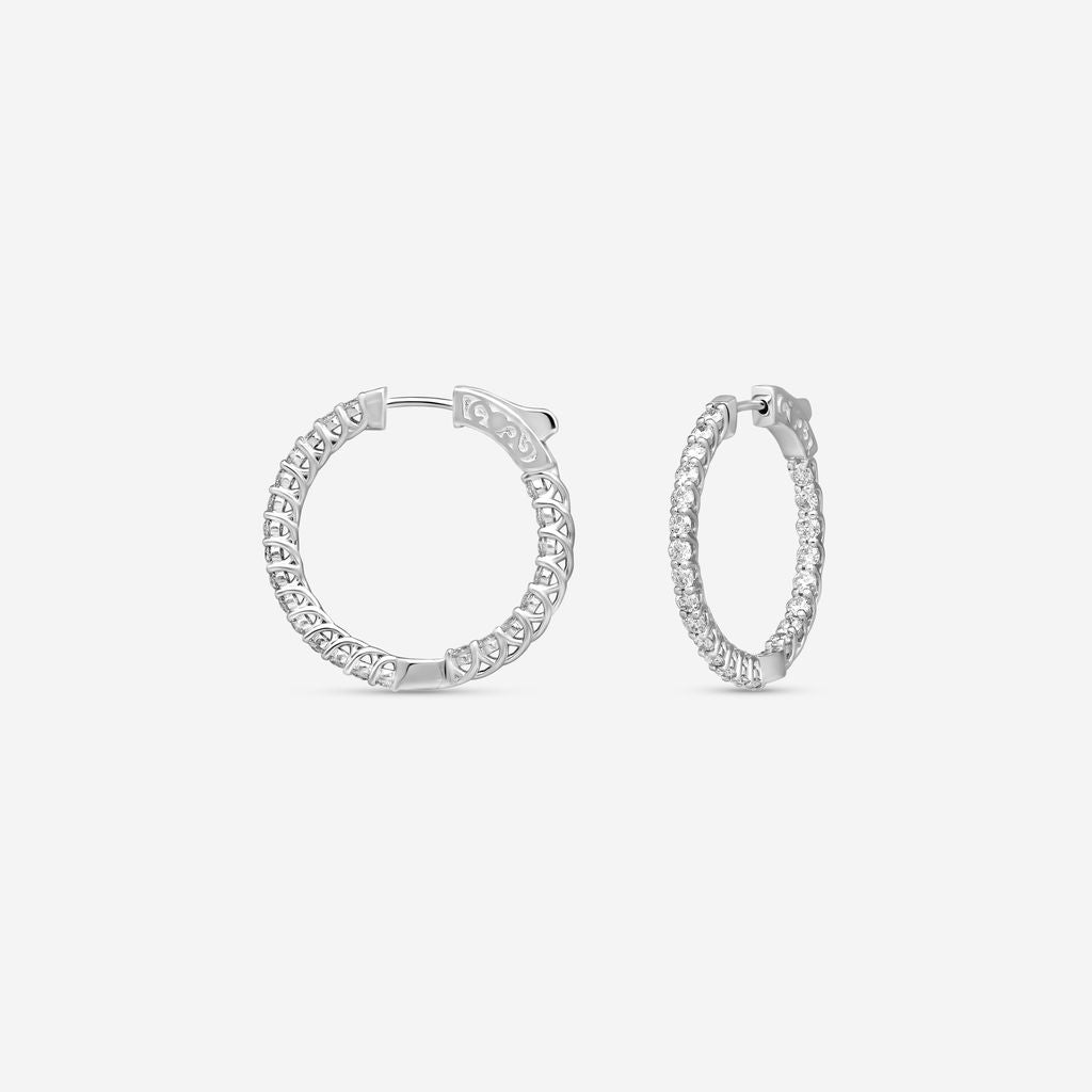 Ina Mar 14K White Gold 2.00 ctw Round Diamond Hoop Earrings E1139B-FW-200F