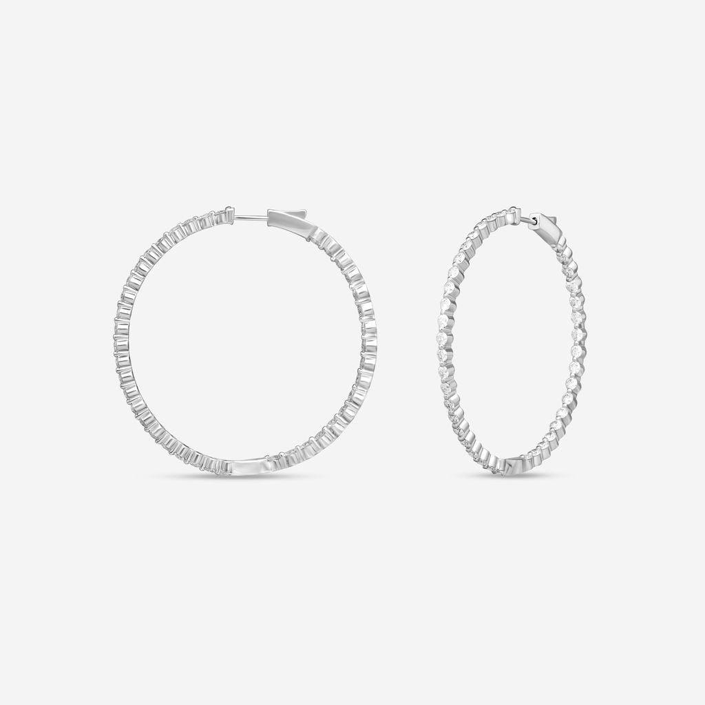 Ina Mar 14K White Gold 4.00 ctw Round Diamond Shared Prong Hoop Earrings E1183D-FW-400F