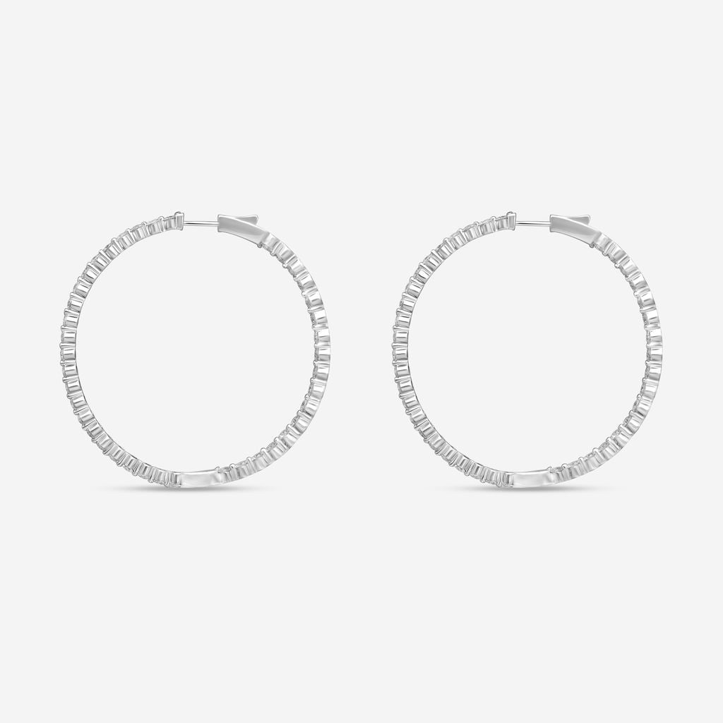 Ina Mar 14K White Gold 4.00 ctw Round Diamond Shared Prong Hoop Earrings E1183D-FW-400F — view 3