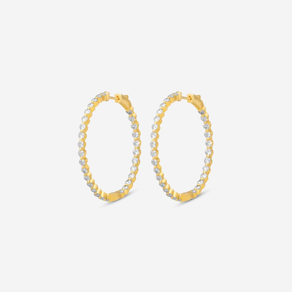 Ina Mar 14K Yellow Gold 3.00 ctw Round Diamond Shared Prong Hoop Earrings E1183C-FY-300F