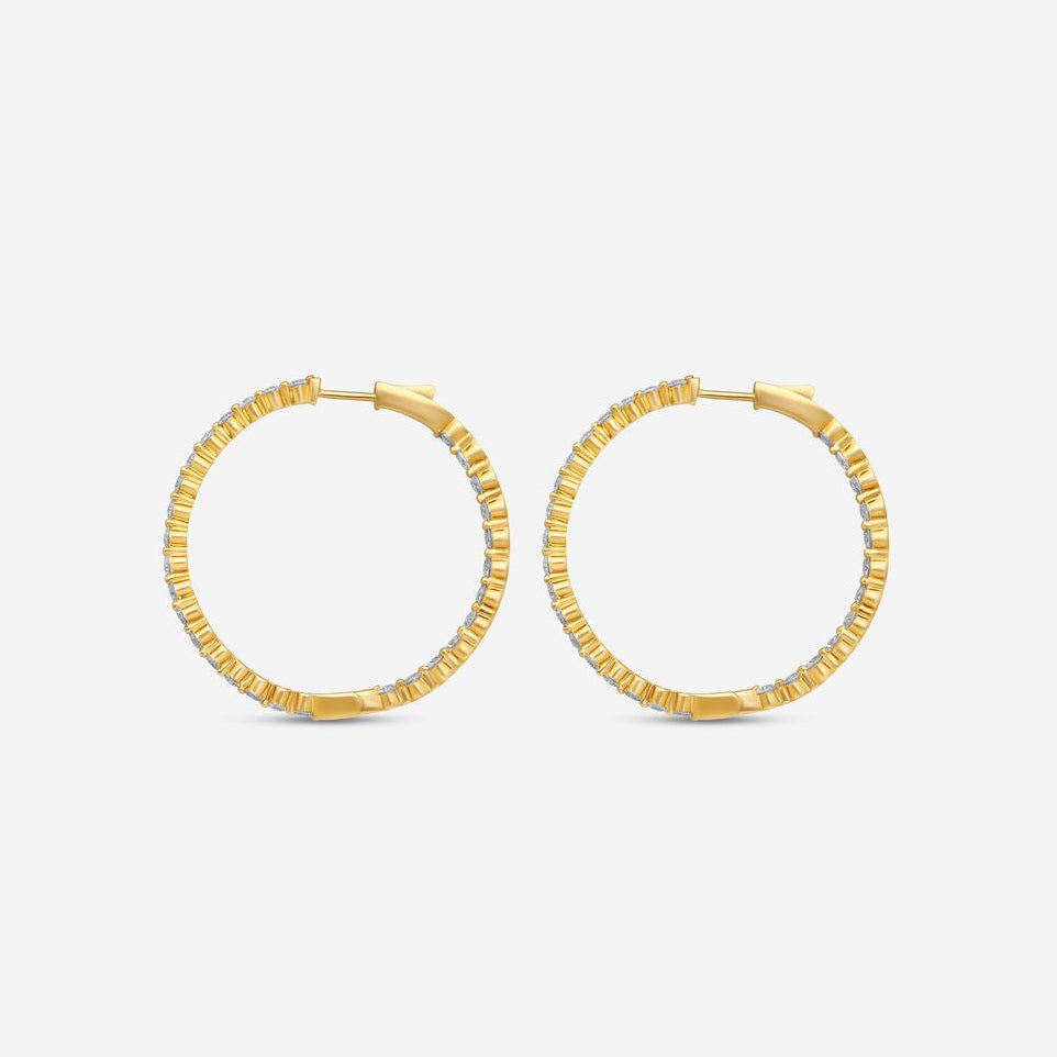 Ina Mar 14K Yellow Gold 3.00 ctw Round Diamond Shared Prong Hoop Earrings E1183C-FY-300F — view 2