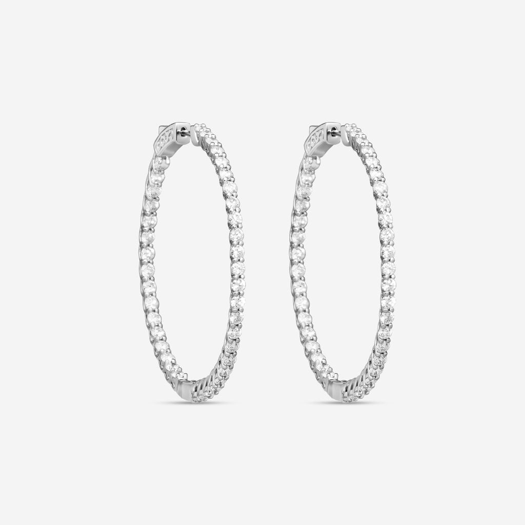 Ina Mar 14K White Gold 4.00 ctw Round Diamond Oval Hoop Earrings E1136E-FW-400F