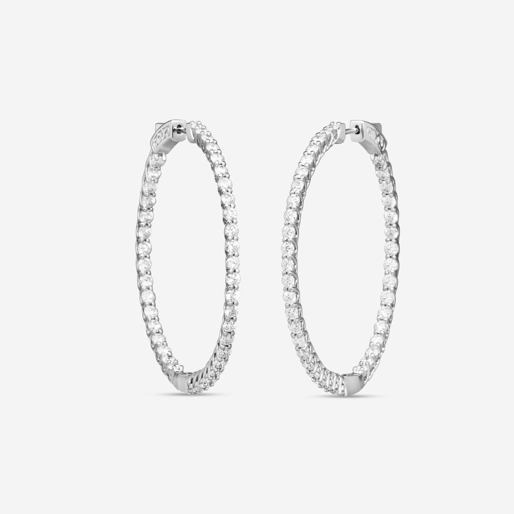 Ina Mar 14K White Gold 4.00 ctw Round Diamond Oval Hoop Earrings E1136E-FW-400F — view 2
