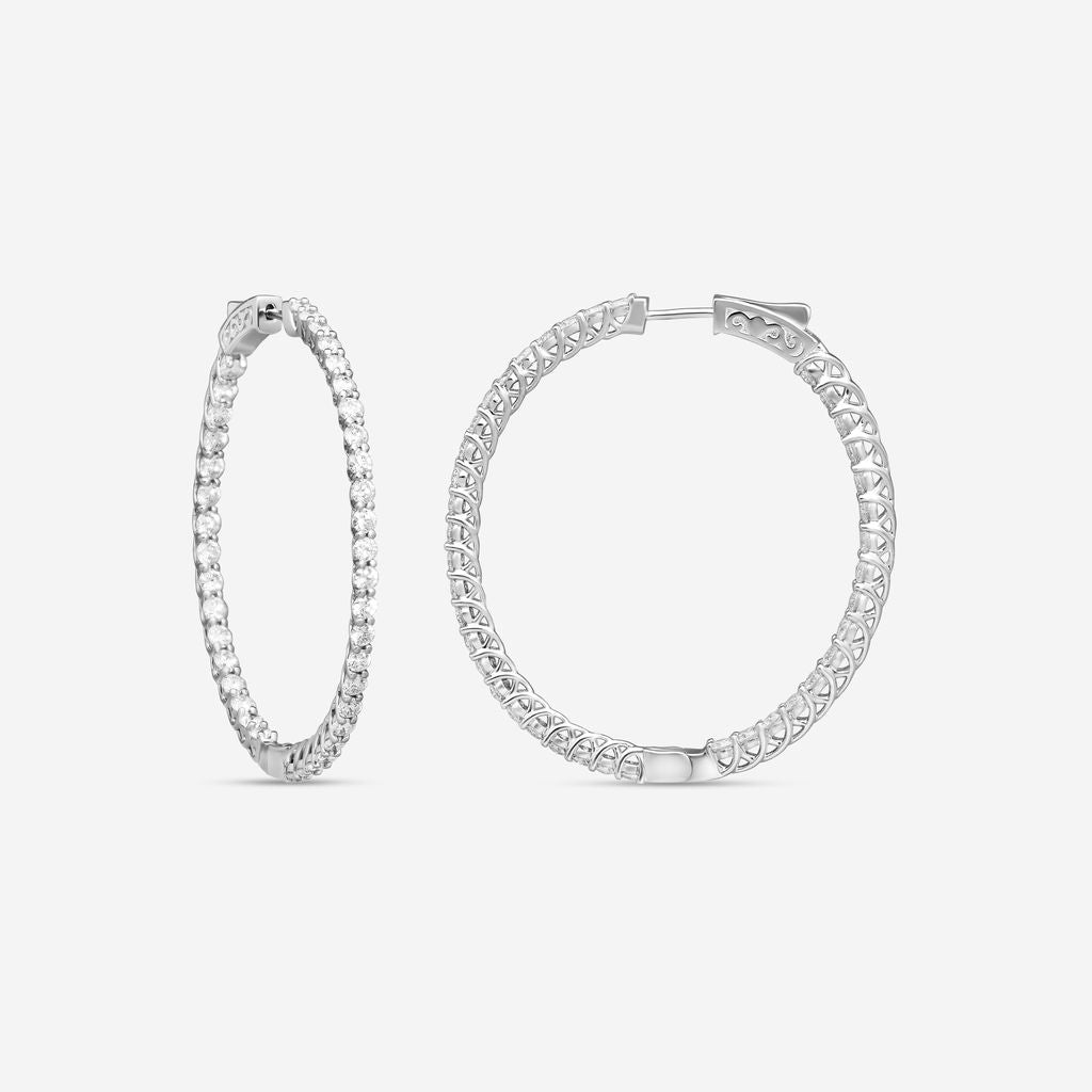 Ina Mar 14K White Gold 4.00 ctw Round Diamond Oval Hoop Earrings E1136E-FW-400F — view 3