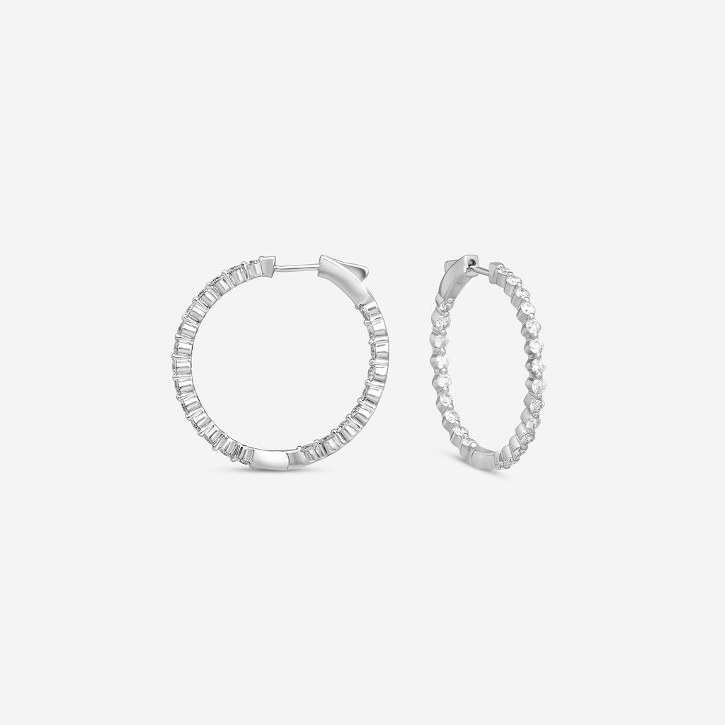 Ina Mar 14K White Gold 2.00 ctw Round Diamond Shared Prong Hoop Earrings E1183B-FW-200F