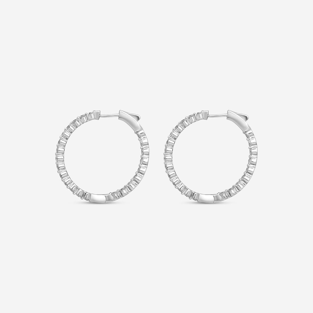 Ina Mar 14K White Gold 2.00 ctw Round Diamond Shared Prong Hoop Earrings E1183B-FW-200F — view 3