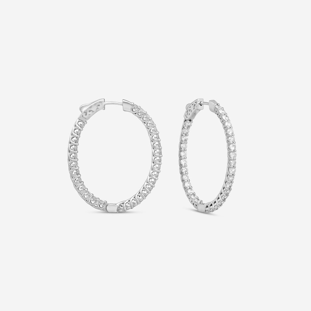 Ina Mar 14K White Gold 3.00 ctw Round Diamond Oval Hoop Earrings E1136C-FW-300F