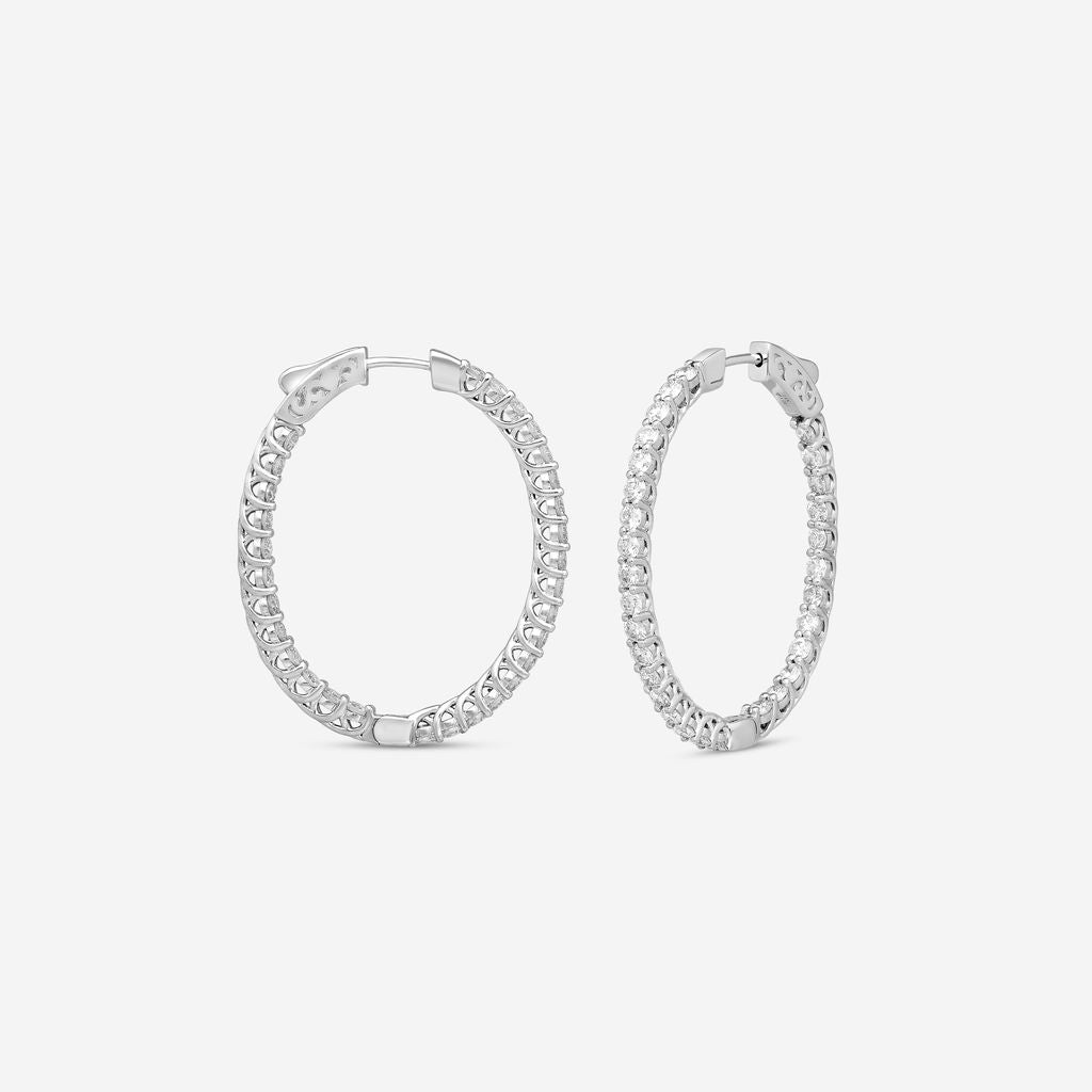 Ina Mar 14K White Gold 3.00 ctw Round Diamond Oval Hoop Earrings E1136C-FW-300F — view 2