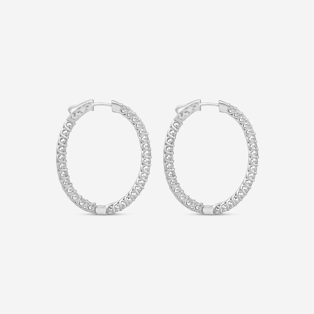 Ina Mar 14K White Gold 3.00 ctw Round Diamond Oval Hoop Earrings E1136C-FW-300F — view 3