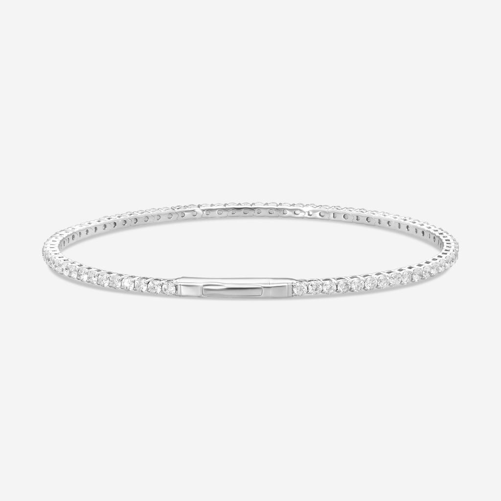 Ina Mar 14K White Gold 3.00 ctw Round Diamond Flex Tennis Bangle Bracelet B1100C-FW-300F — view 3
