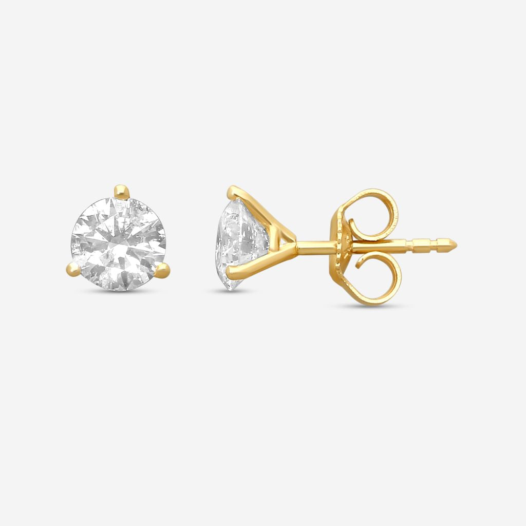 Ina Mar 14K Yellow Gold 1.50 ctw Round Diamond Martini Stud Earrings ST1001D-FY-150F — view 3