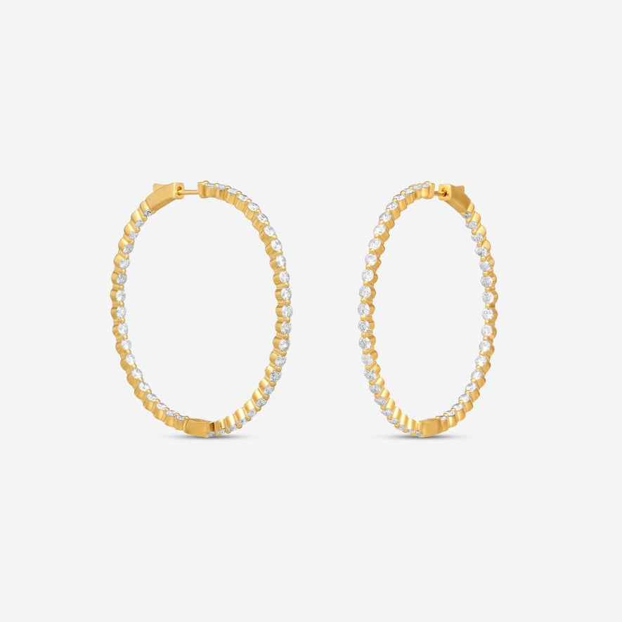 Ina Mar 14K Yellow Gold 4.00 ctw Round Diamond Shared Prong Oval Hoop Earrings E1183D-FY-400F