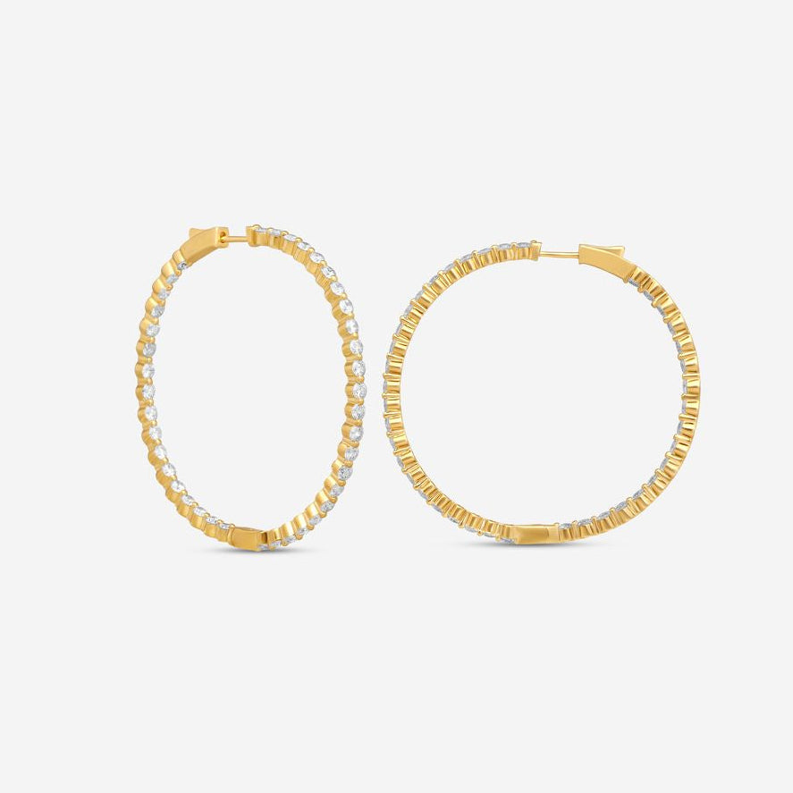 Ina Mar 14K Yellow Gold 4.00 ctw Round Diamond Shared Prong Oval Hoop Earrings E1183D-FY-400F — view 2