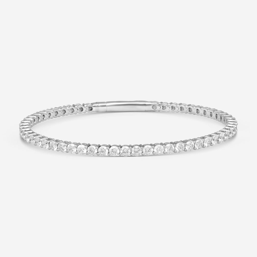 Ina Mar 14K White Gold 5.00 ctw Round Diamond Flex Tennis Bangle Bracelet B1100E-FW-500F