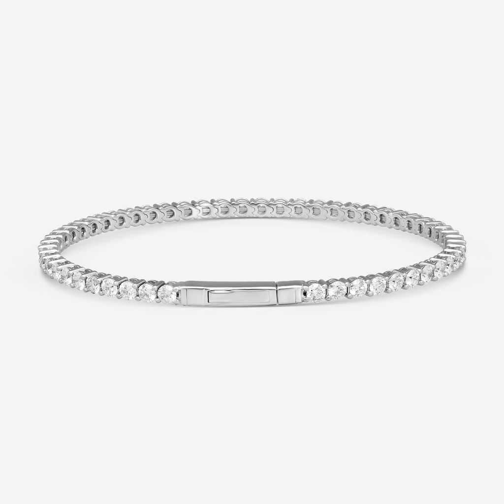 Ina Mar 14K White Gold 5.00 ctw Round Diamond Flex Tennis Bangle Bracelet B1100E-FW-500F — view 3