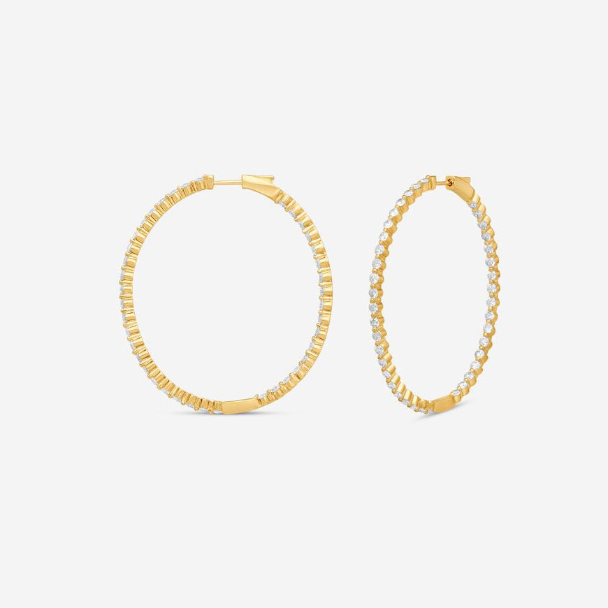 Ina Mar 14K Yellow Gold 4.00 ctw Round Diamond Shared Prong Oval Hoop Earrings E1182D-FY-400F