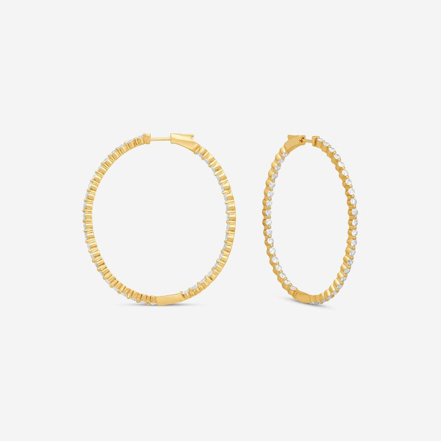 Ina Mar 14K Yellow Gold 4.00 ctw Round Diamond Shared Prong Oval Hoop Earrings E1182D-FY-400F — view 2