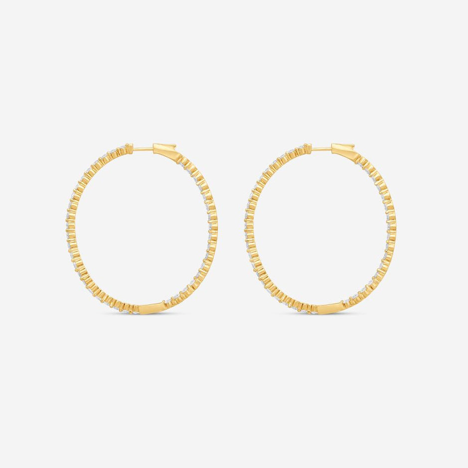Ina Mar 14K Yellow Gold 4.00 ctw Round Diamond Shared Prong Oval Hoop Earrings E1182D-FY-400F — view 3