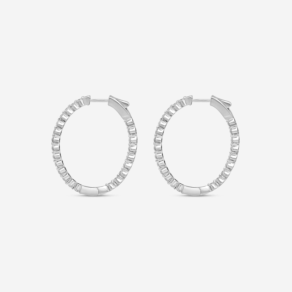 Ina Mar 14K White Gold 2.00 ctw Round Diamond Shared Prong Oval Hoop Earrings E1182B-FW-200F — view 3