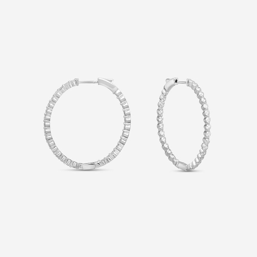 Ina Mar 14K White Gold 3.00 ctw Round Diamond Shared Prong Oval Hoop Earrings E1182C-FW-300F