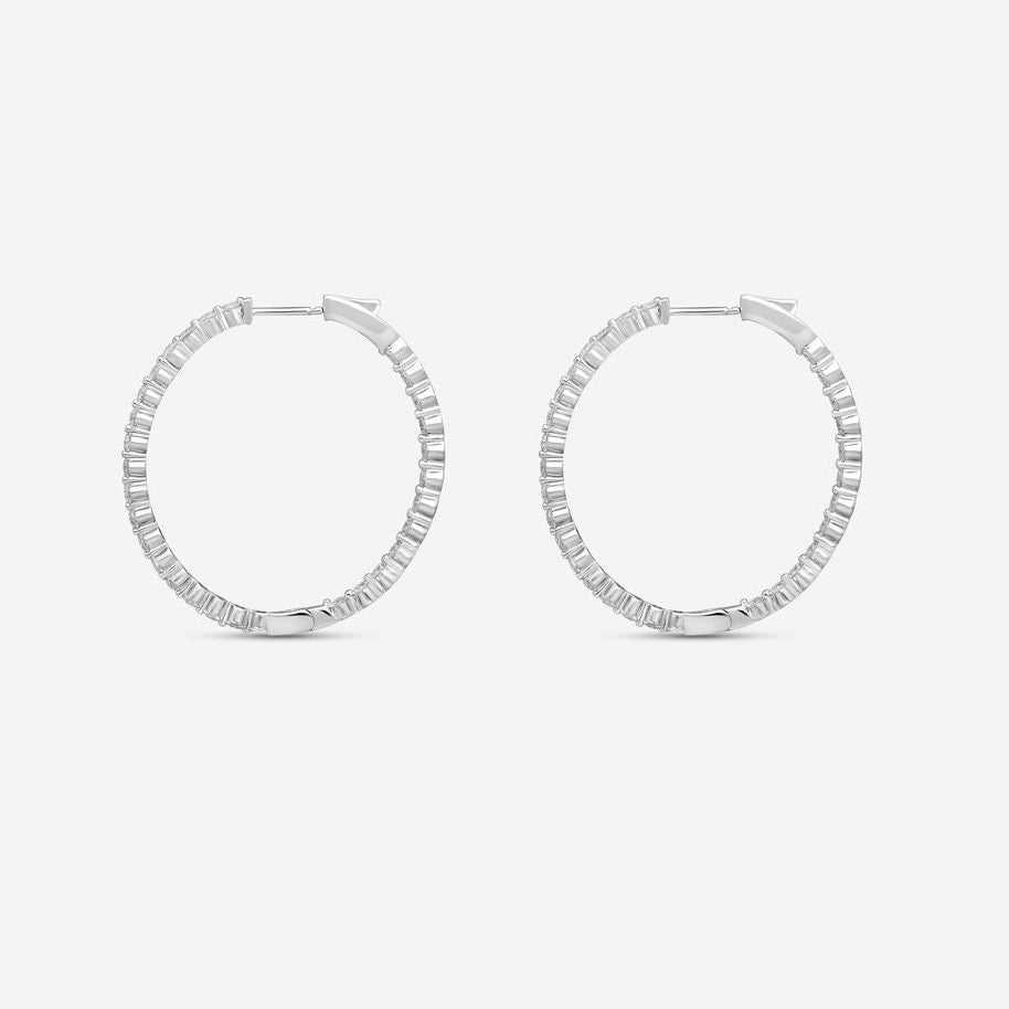 Ina Mar 14K White Gold 3.00 ctw Round Diamond Shared Prong Oval Hoop Earrings E1182C-FW-300F — view 3