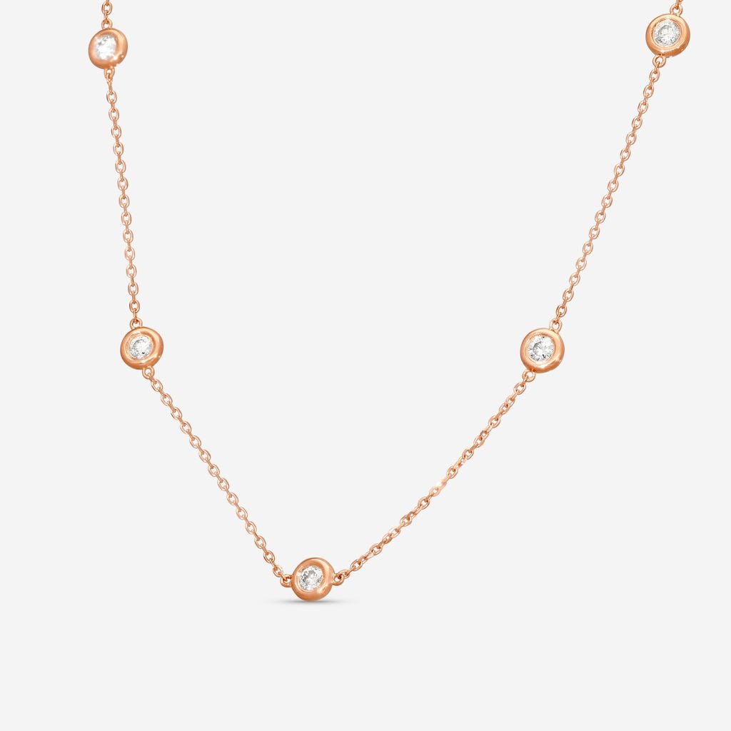 Ina Mar 14K Rose Gold 1.00 ctw Round Diamond Bezel Station Necklace N1135D-FR-100F — view 2