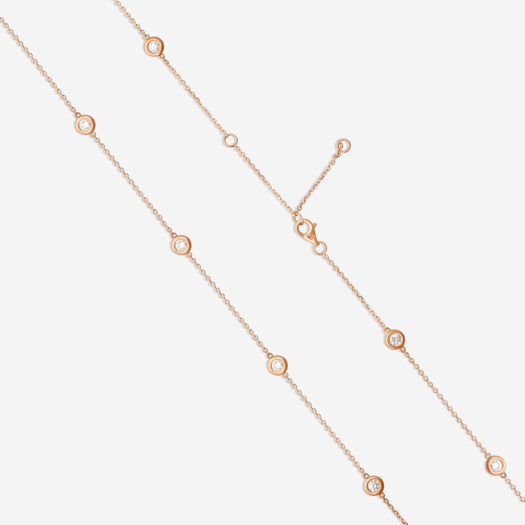 Ina Mar 14K Rose Gold 1.00 ctw Round Diamond Bezel Station Necklace N1135D-FR-100F — view 3