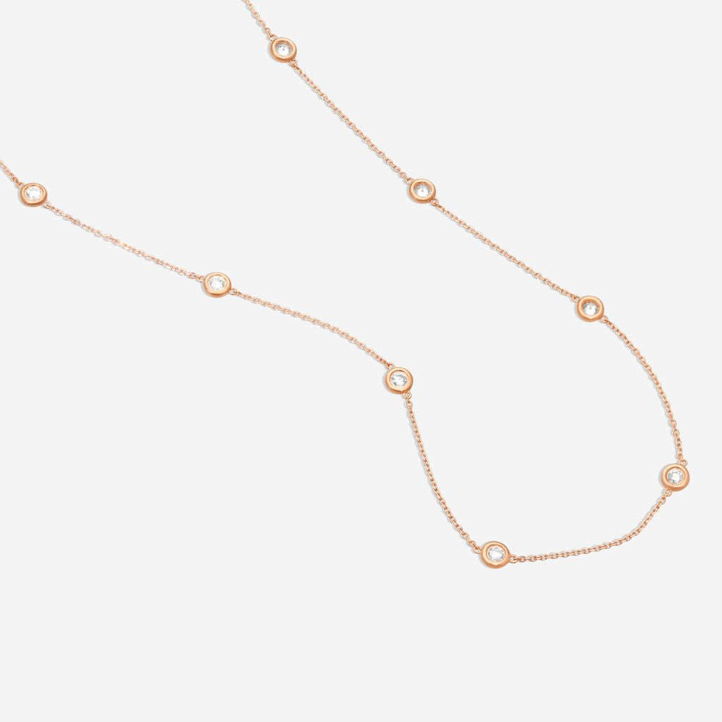 Ina Mar 14K Rose Gold 1.00 ctw Round Diamond Bezel Station Necklace N1135D-FR-100F — view 4