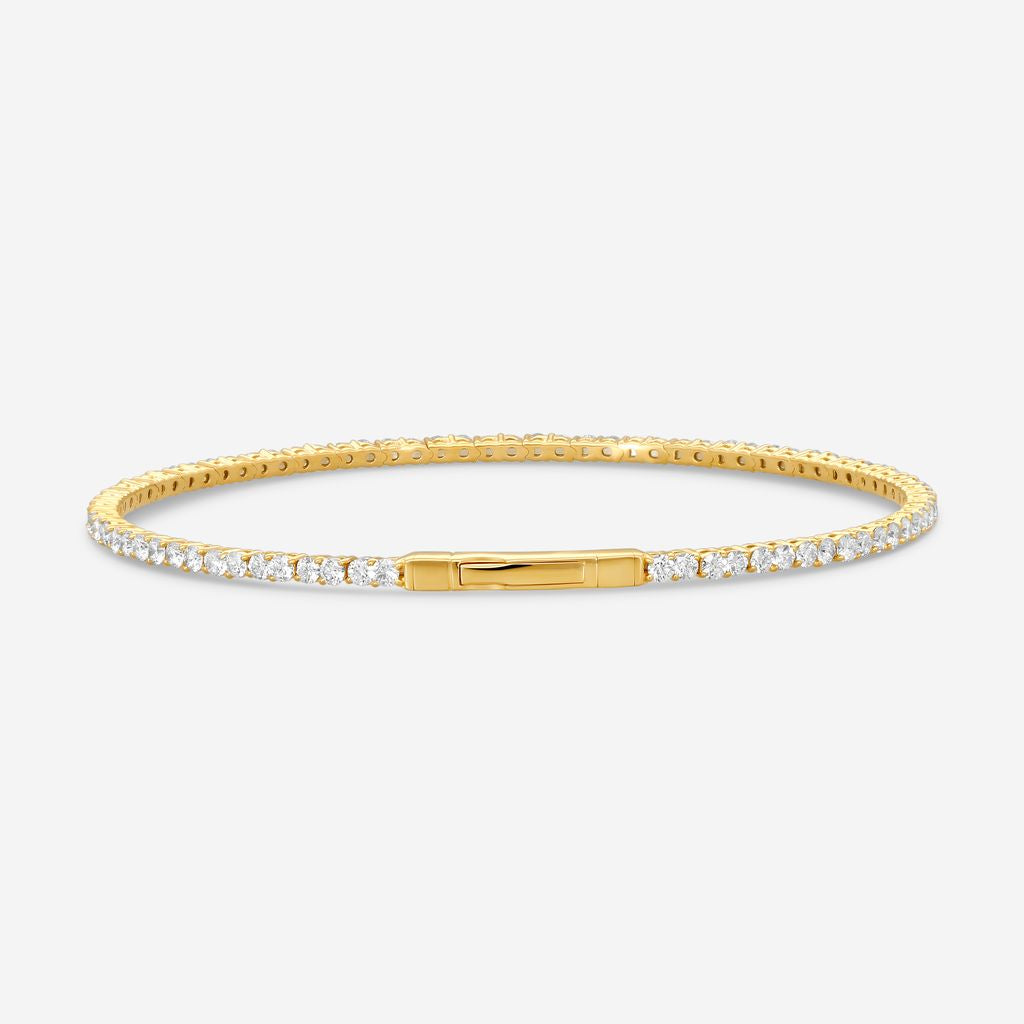 Ina Mar 14K Yellow Gold 2.00 ctw Round Diamond Flex Tennis Bangle Bracelet B1100B-FY-200F — view 3