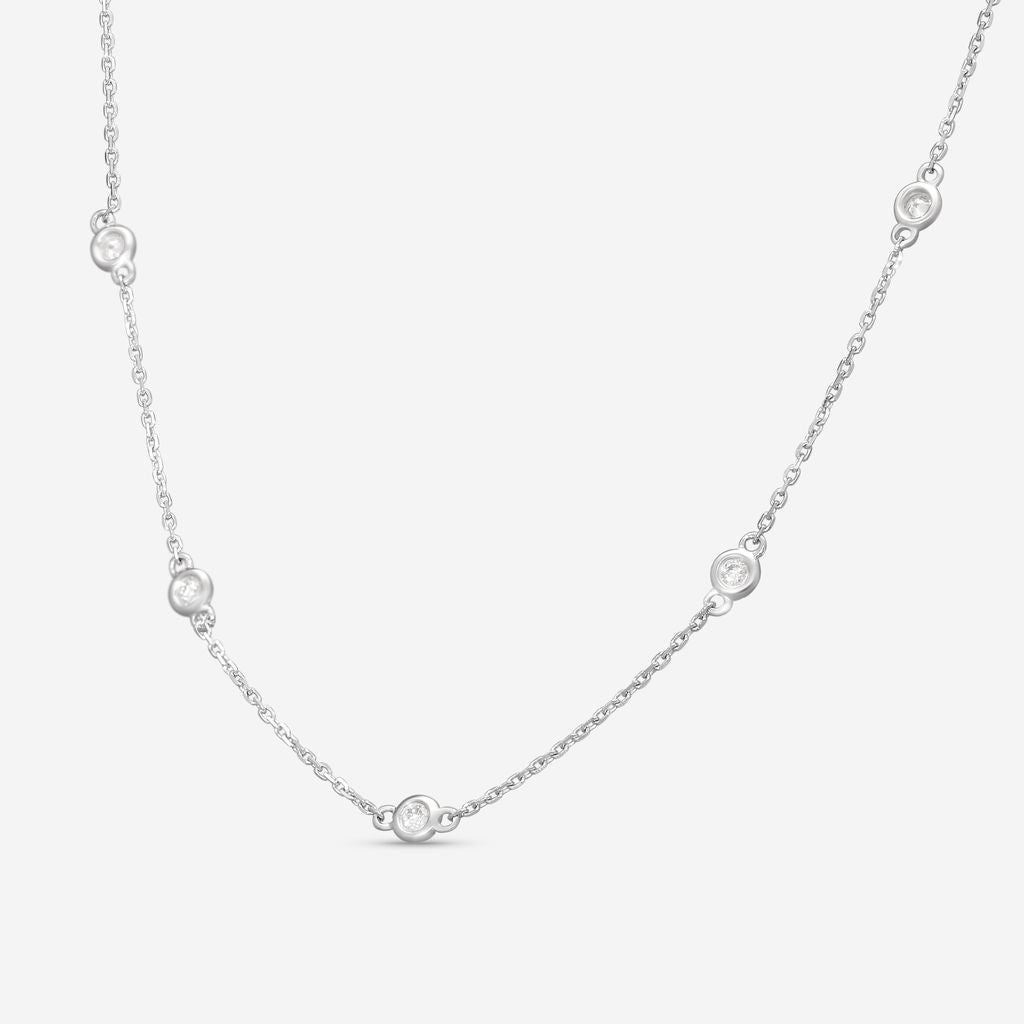Ina Mar 14K White Gold Round Diamond Bezel Station Necklace N1135B-FW-050F — view 2