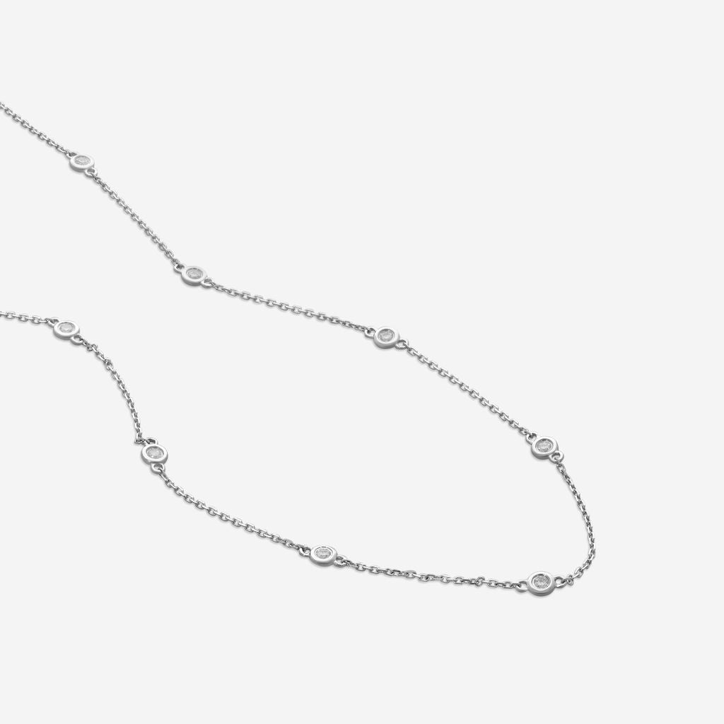 Ina Mar 14K White Gold Round Diamond Bezel Station Necklace N1135B-FW-050F — view 3